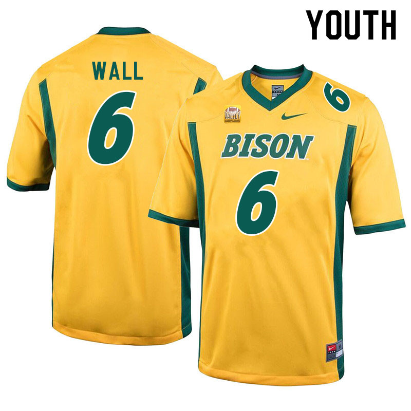 Youth #6 Cedric Wall North Dakota State Bison College Football Jerseys Sale-Yellow - Click Image to Close